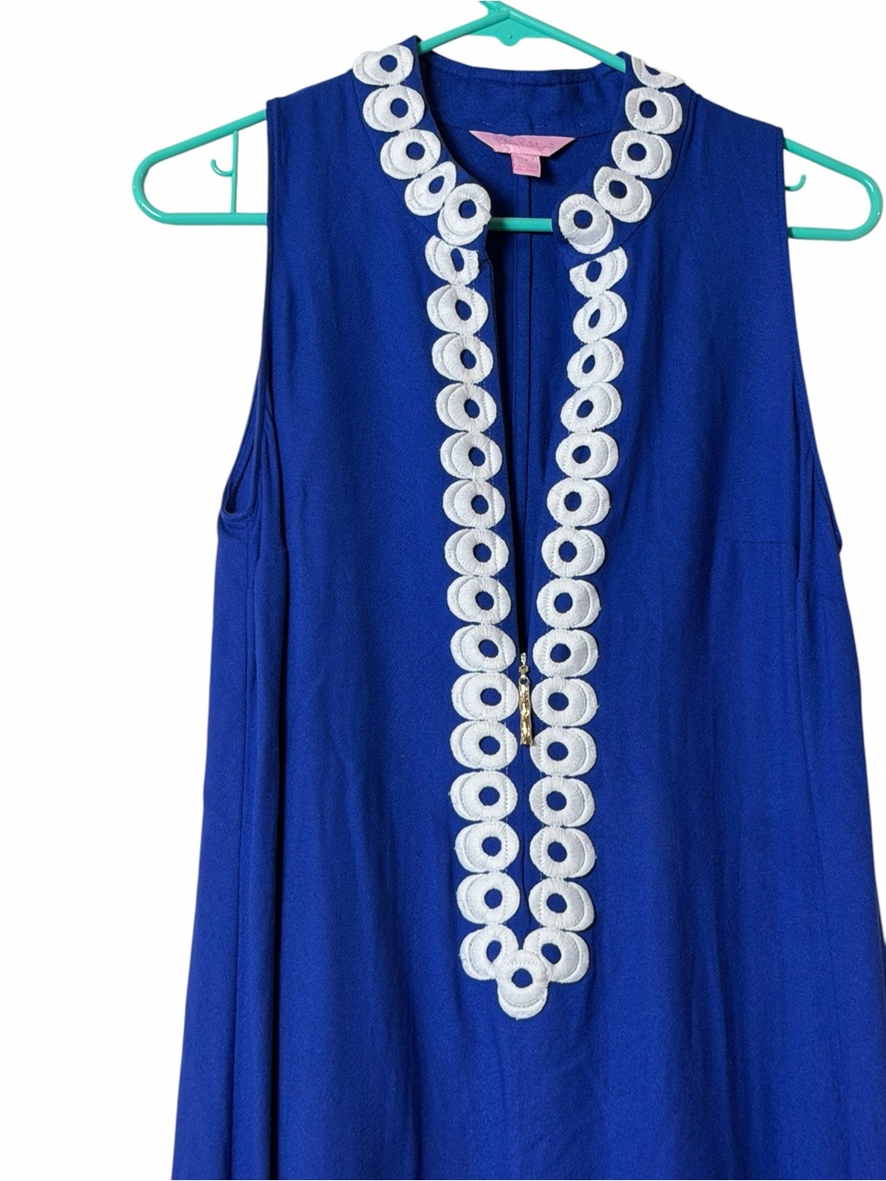 Lilly Pulitzer Jane Shift Dress Blue White Embroidered Size 6 Resortwear Coastal - Picture 5 of 7